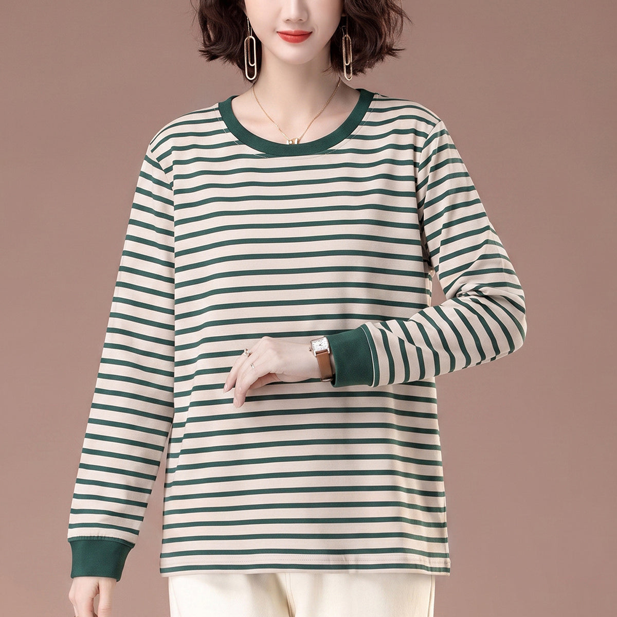 Striped long sleeved t-shirt for women