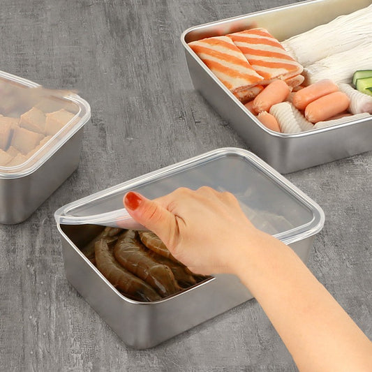 Stainless Steel Plate Refrigerator Storage With Lid