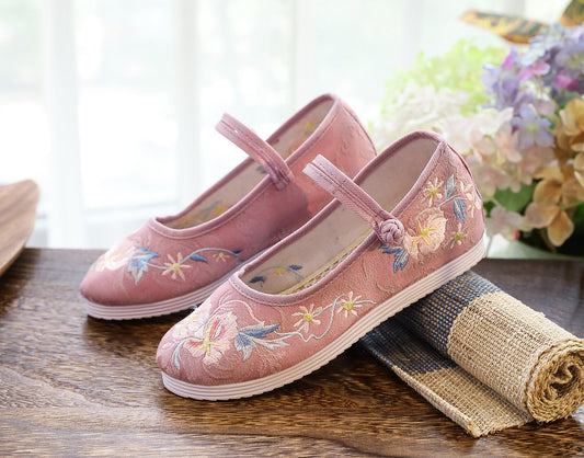 Womens Embroidered Flat Cloth Shoes