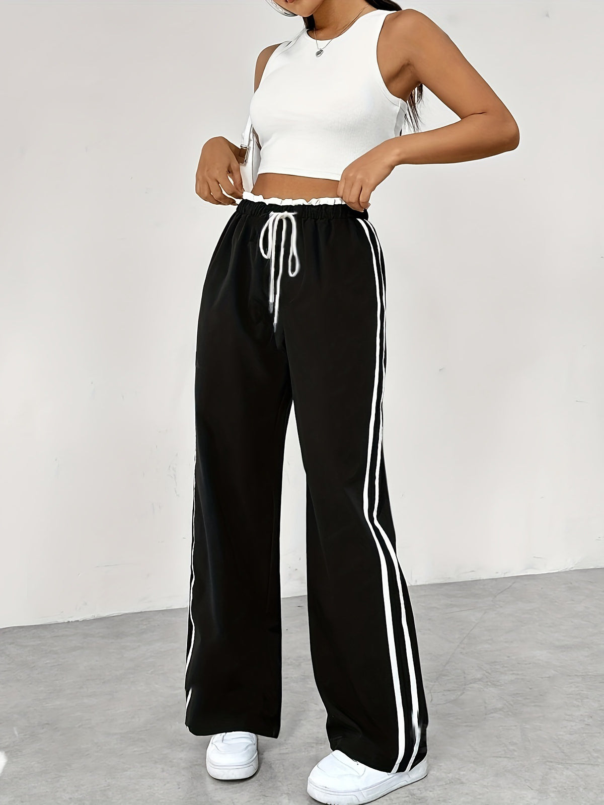 Black Straight-Leg Sports Pants