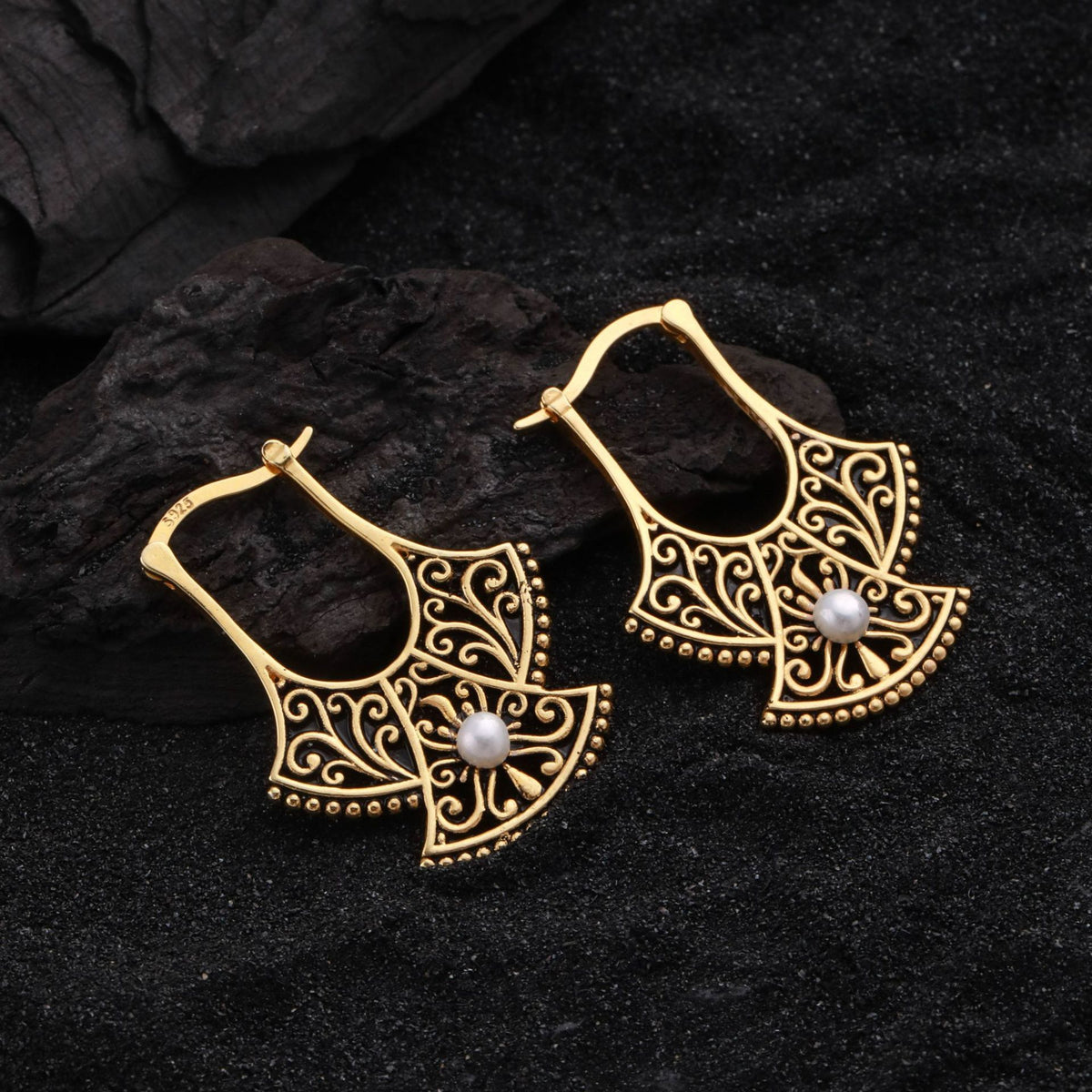 Carved Phoenix Tail Earrings