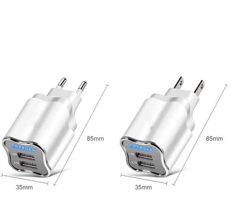 Chargeur USB 2 ports UE/US 5V 2.1A Adaptateur mural Chargeur de téléphone portable pour Samsung s9 Xiaomi Tablette Recharge USB portable pour téléphone