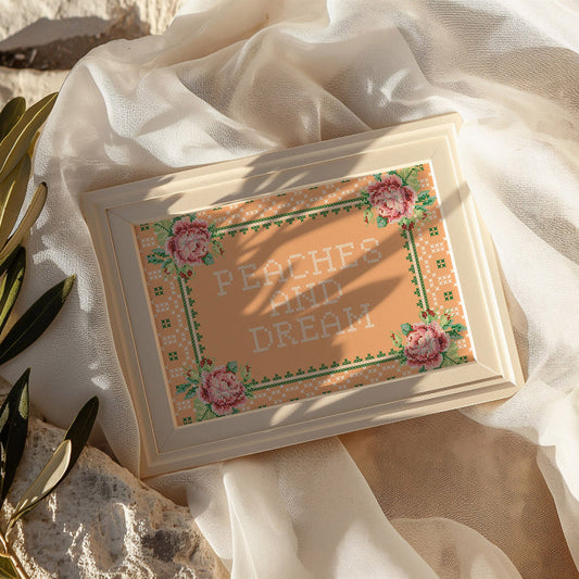 PEACHES AND DREAM CROSS STITCH PRINT