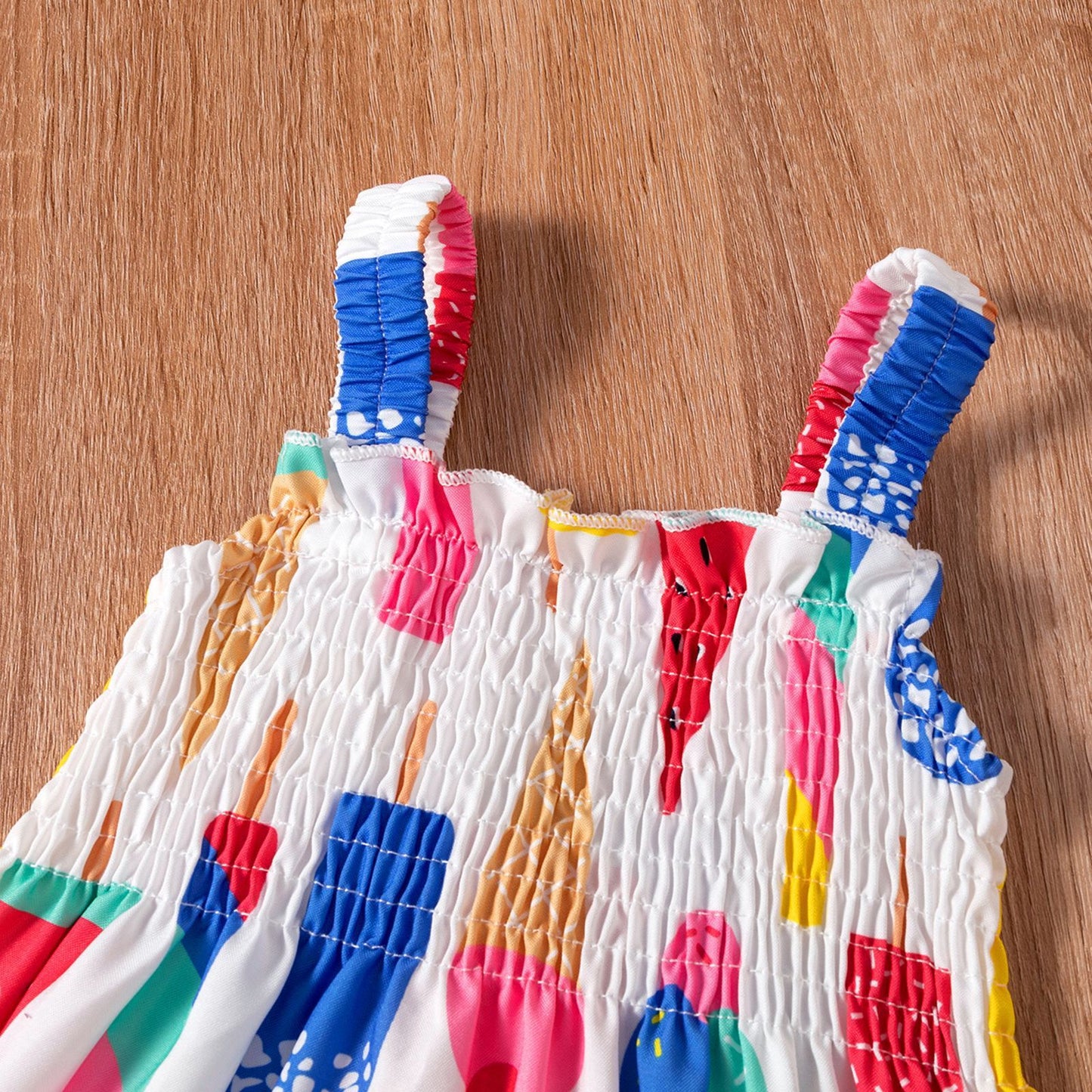 Robe à bretelles imprimée crème glacée pour filles