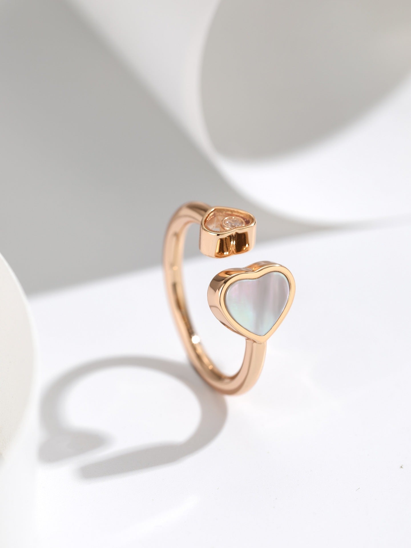 Bague ouverte couple "Love Happy Stone"