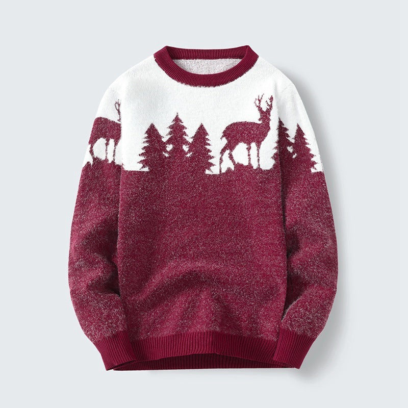 Pull jacquard homme à col rond