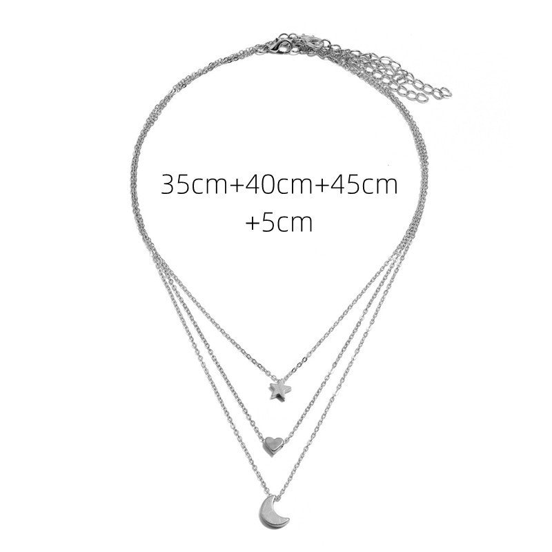 Collier avec pendentif étoile lune multi-couches Shang