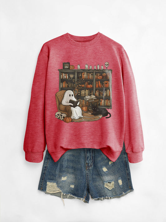 Womens Bookshelf Ghost Sweater