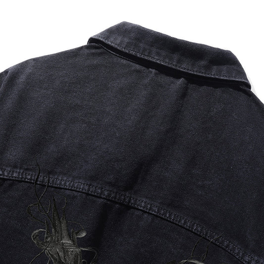 Phoenix Embroidery Polo Collar Jacket