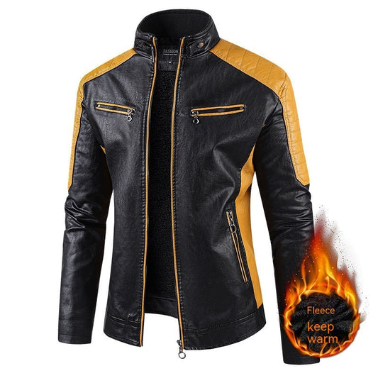 Manteau Homme en Cuir Doublé Polaire, Taille Européenne, Automne et Hiver