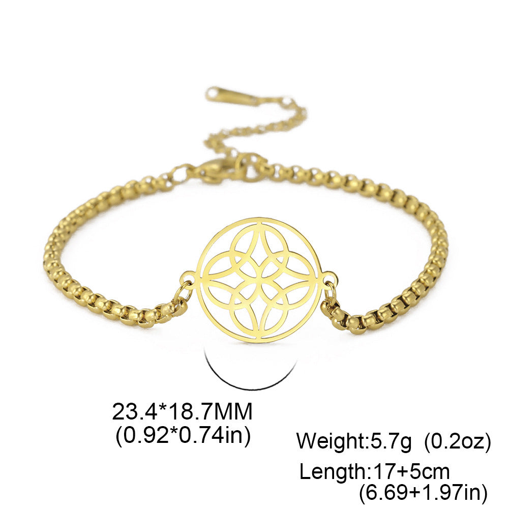 Bracelet Femme en Acier Inoxydable avec Pendentif Nœud Celtique Plaqué Or 18 carats
