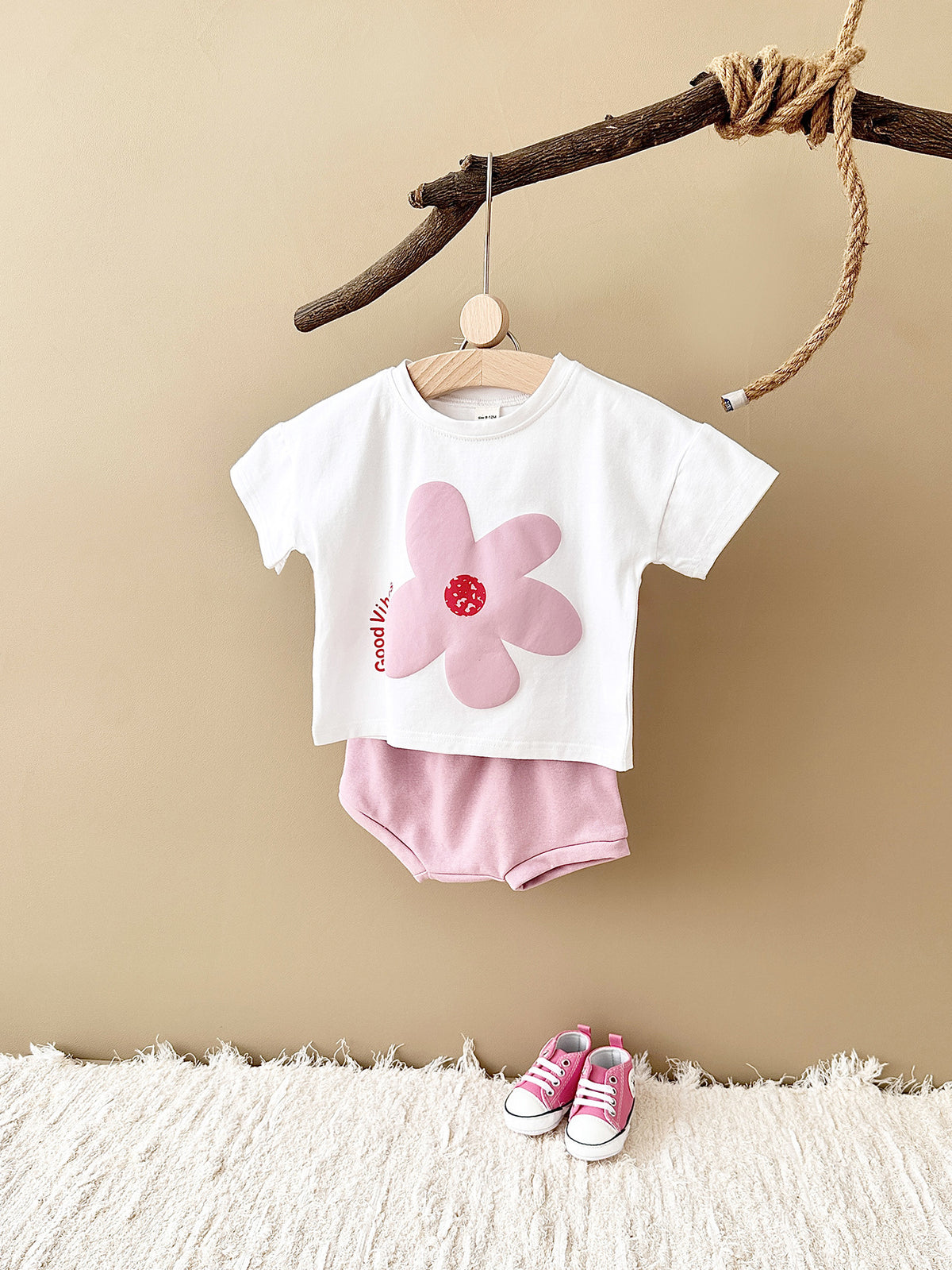 Baby Sun-Print Short-Sleeve Two-Piece Set