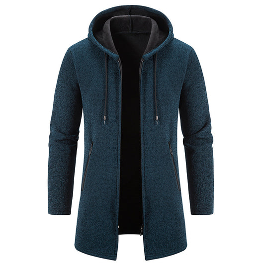 Men's Cardigan Mid-length Hooded Jacket