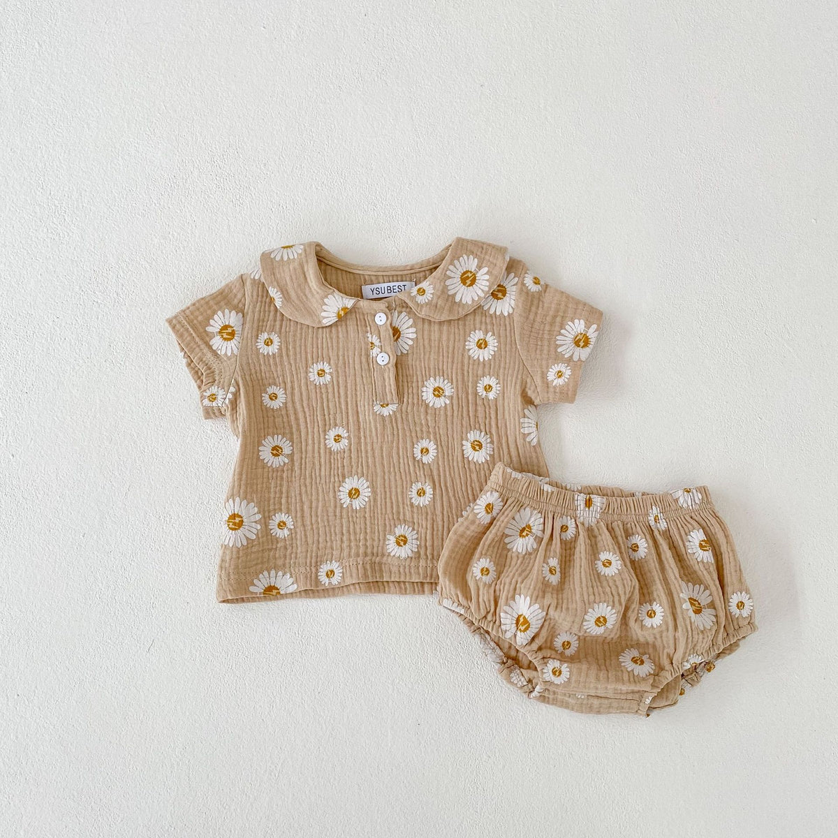 Baby Girl Doll-Collar Short-Sleeve Set