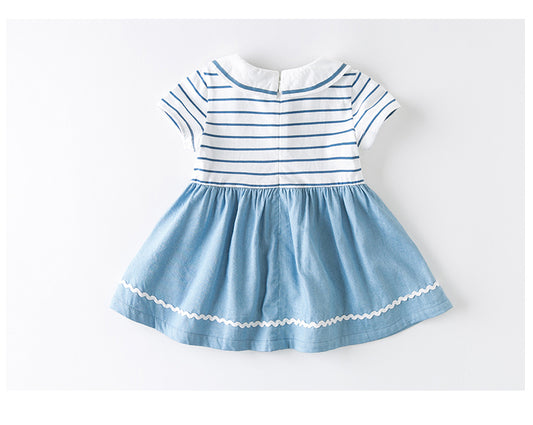 Baby blue striped short sleeve dress