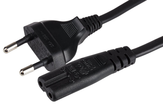 Cordon d'alimentation Maplin CEI C7 Prise Fig 8 2 broches vers prise Euro 2 broches - 2m (non fusionné)