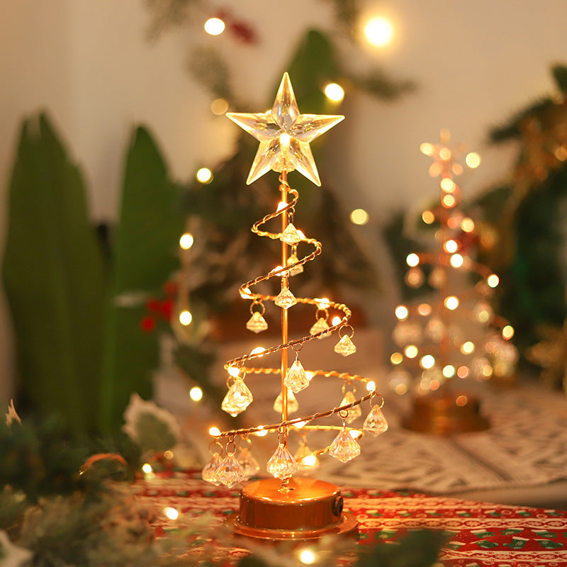 Lampe de table à suspendre LED Arbre de Noël Lampe de nuit Arbre en cristal