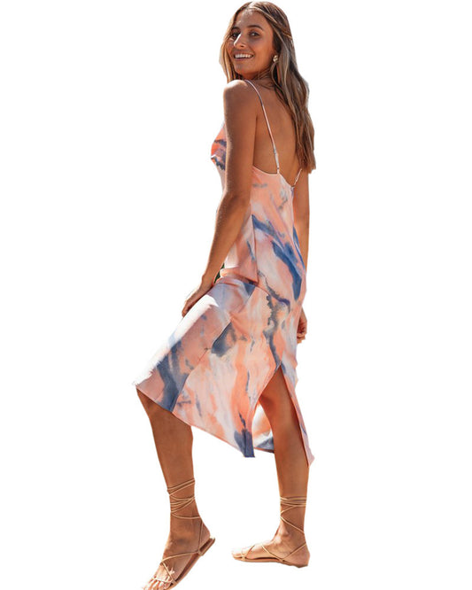 Printed suspender dress fashion