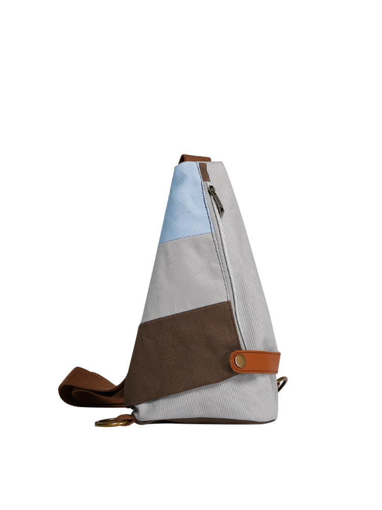 Sac bandoulière en toile - Forme de dumpling à motif géométrique
