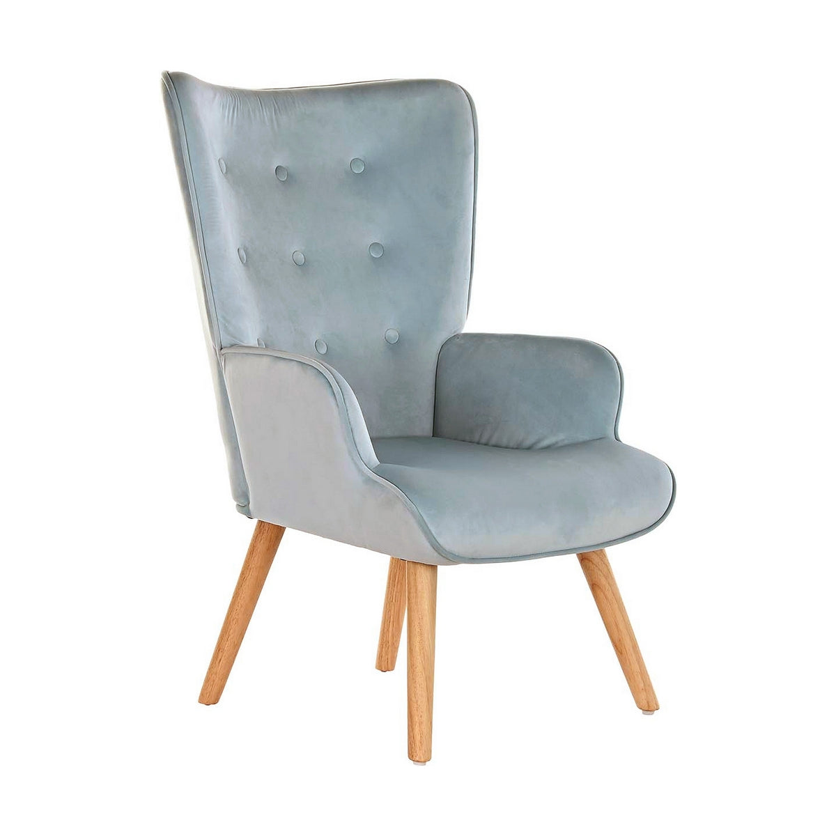 Armchair DKD Home Decor Sky blue Natural Polyester Wood 67 x 75 x 96 cm