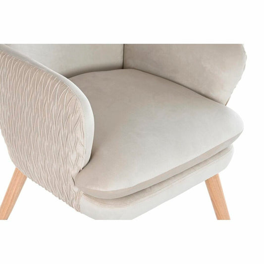 Armchair DKD Home Decor Beige Natural Polyester Wood 67 x 70 x 95 cm