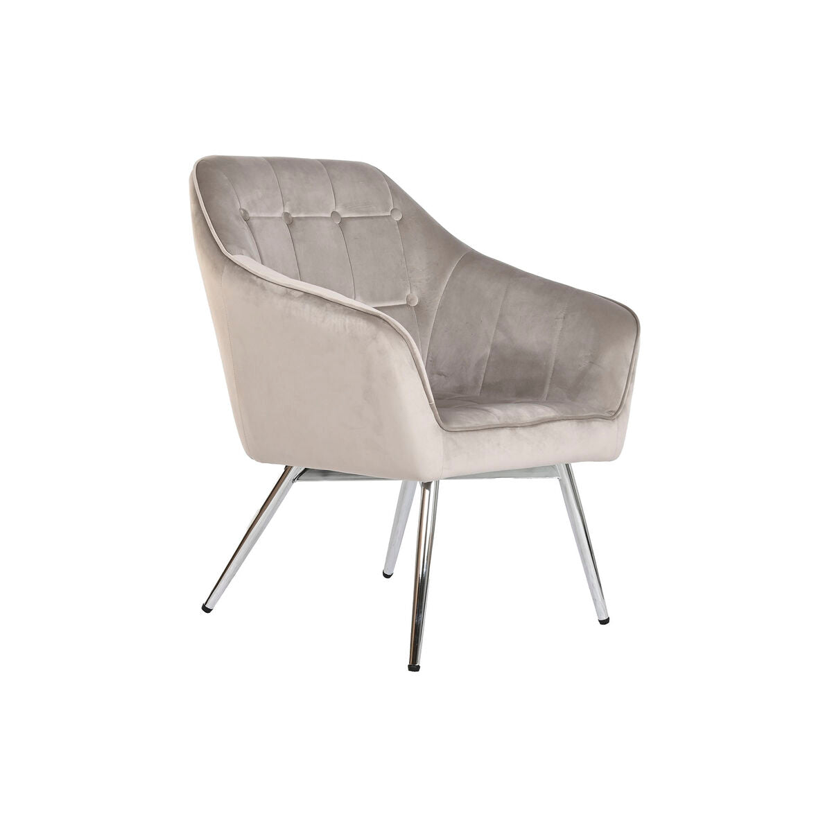 Armchair Home ESPRIT Grey Cream Golden Silver Polyester Metal 74 x 74 x 90 cm 74 x 67 x 90 cm