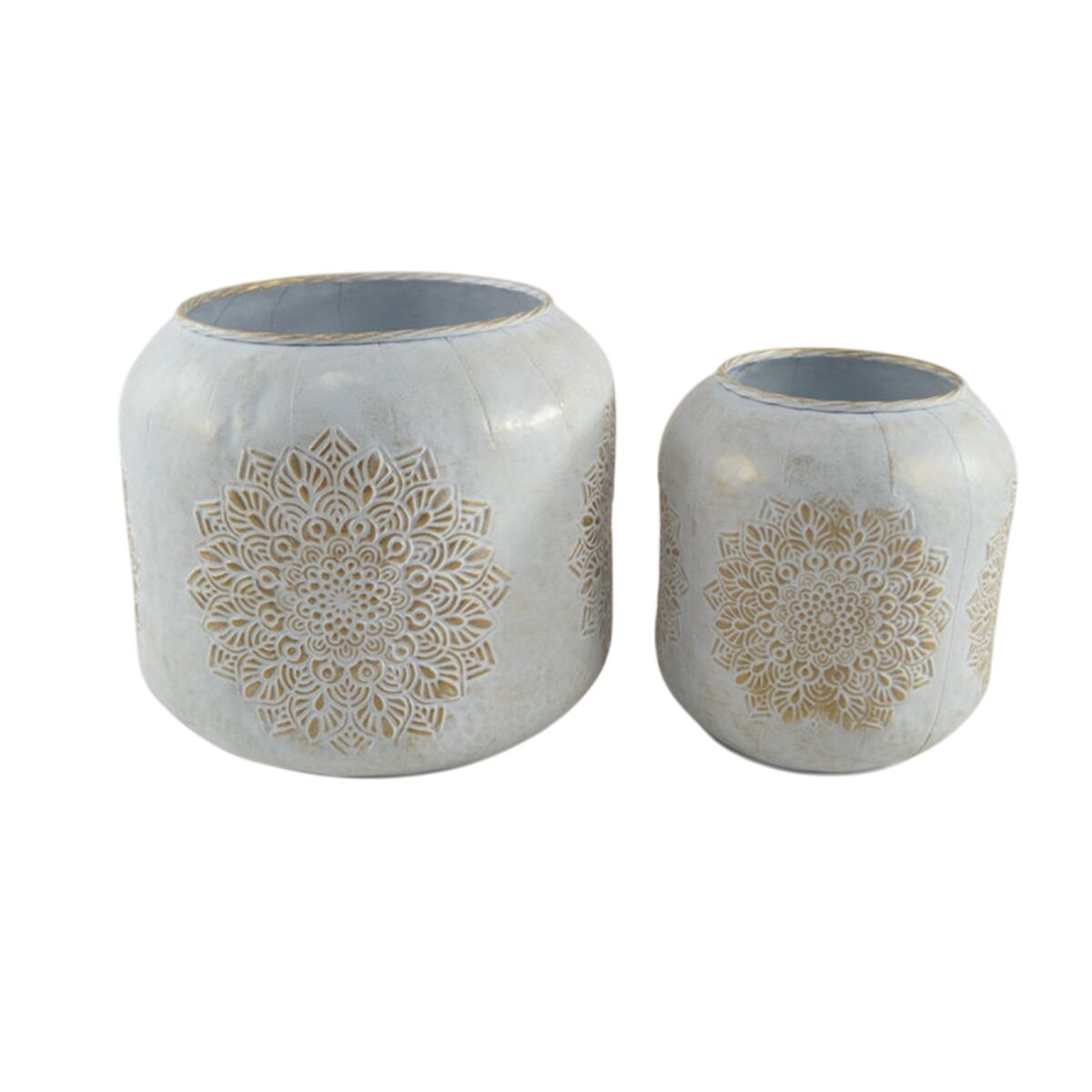 Planter Home ESPRIT White Golden Metal Arab (2 Pieces)