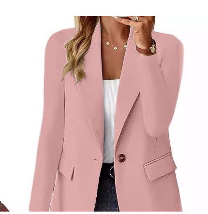 Veste à revers boutonnée pour femme - Blazer de costume décontracté