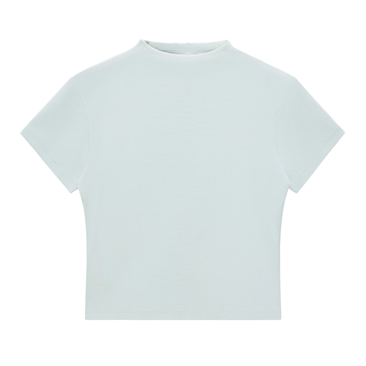 Womens Slim Fit Mock Neck T-Shirt