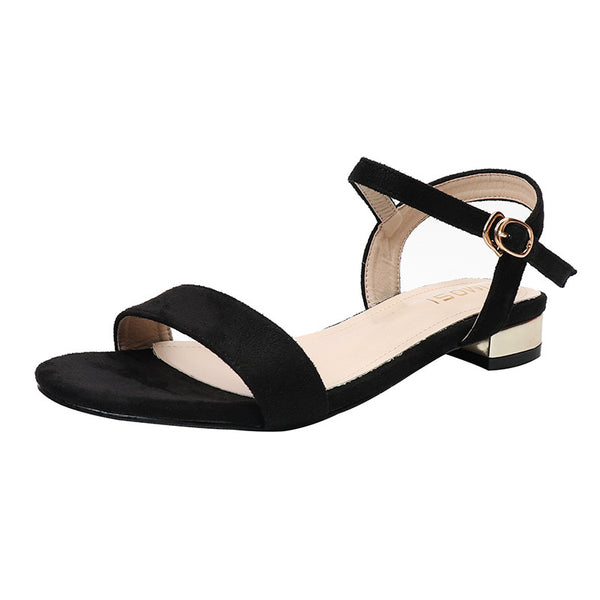 Women's Flat Black Plus Size 42 Roman Strap - Stuffs & Savers