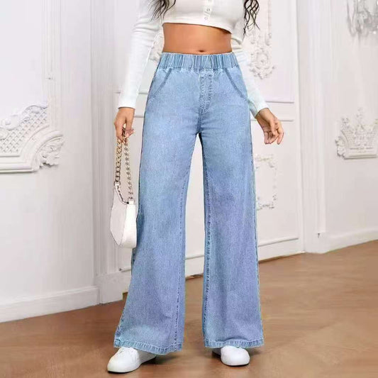Women's Wide Leg Straight Denim Jeans | Mid-Rise Street Style