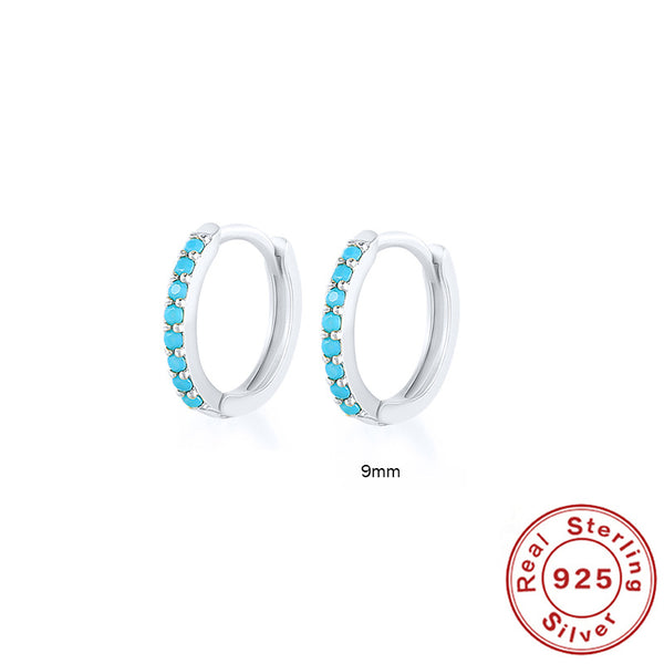 Earrings with Turquoise and Diamond Inlay 18K Gold Plated Stud