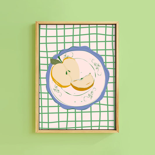 APPLE ON VINTAGE PLATE PRINT
