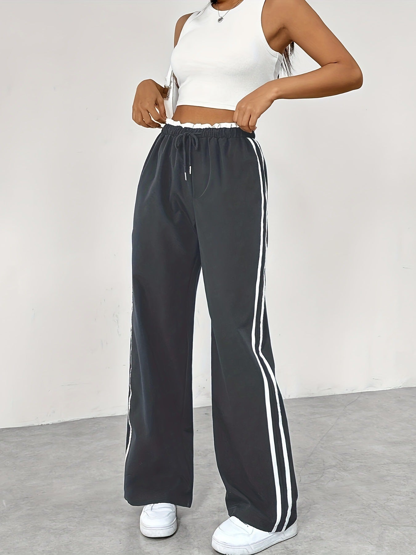 Pantalon droit de sport noir européen et américain, loisirs et trajets quotidiens