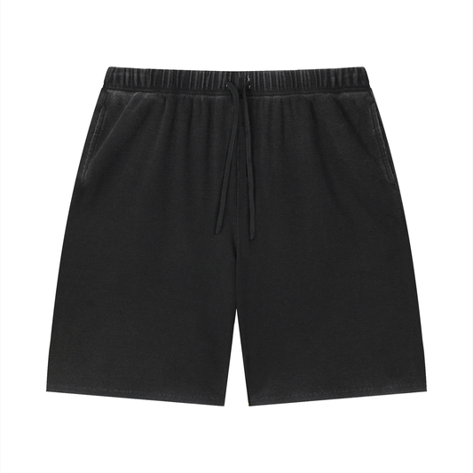 Unisex Vintage Wash Sunfade Waffle Raw Hem Shorts
