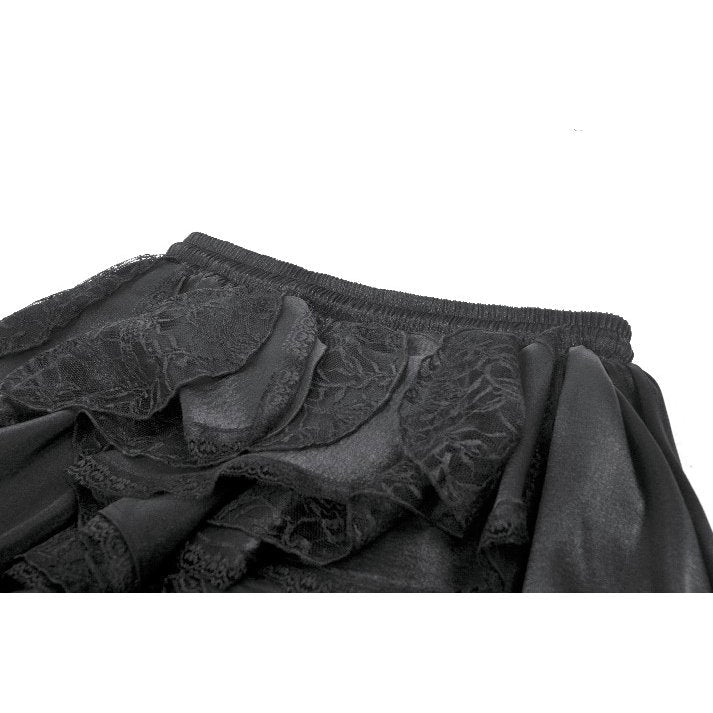 Dark in Love Morrigan Ruffled Goth Midi Skirt in Black