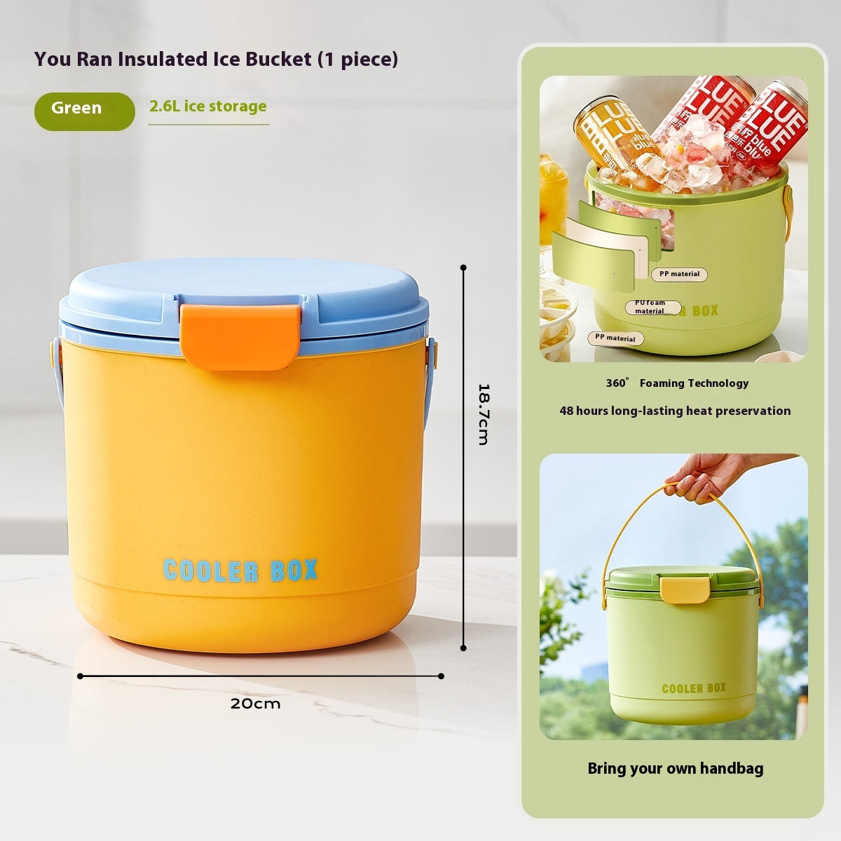 Baril isotherme pour glaçons de camping en plein air