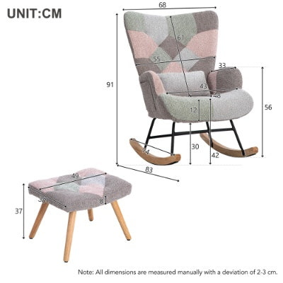 Rocking Accent Armchair With Ottoman With Footstool