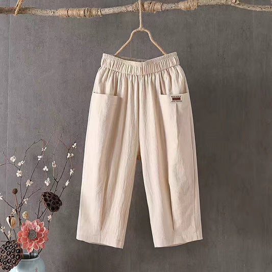 Linen Elastic Waist Casual Pants