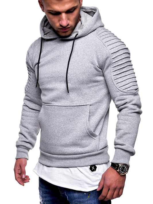 Sweat à capuche plissé rayé à manches raglan pour homme
