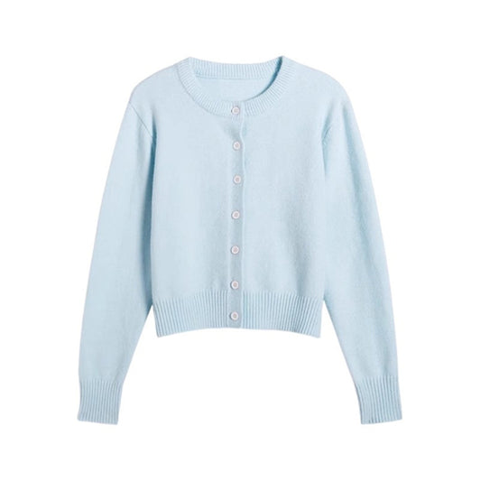 Single-Breasted Knit Cardigan Top