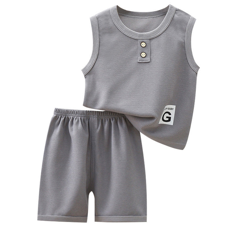 Ensemble deux pièces gilet et short à manches courtes pour bébé