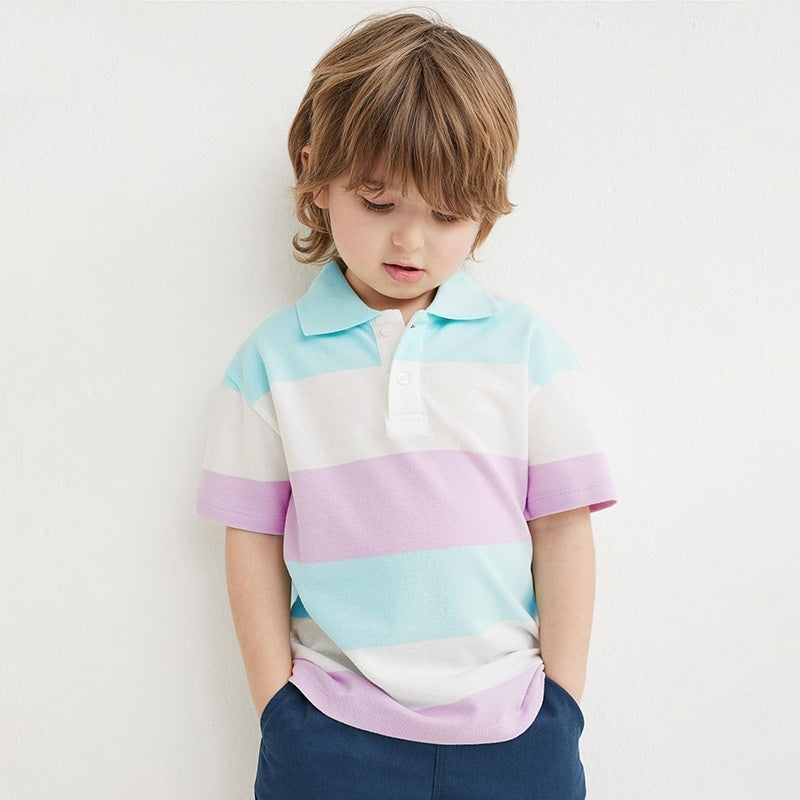 Polo Shirt Short Sleeve Striped Cotton Boy - Stuffs & Savers