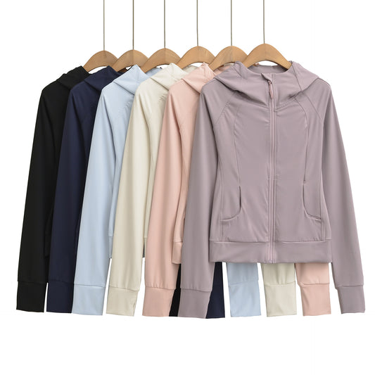 Hooded long sleeved T-shirt top cardigan