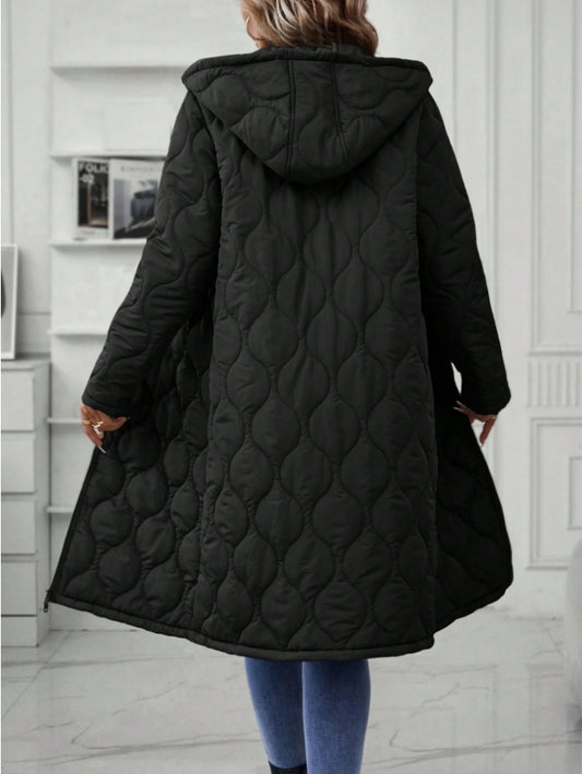 Zipper Fly Hooded Padded Coat