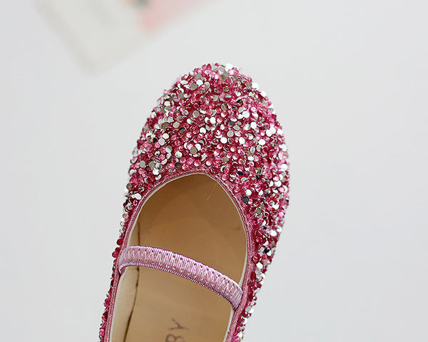 Girls Sequins Crystal Toe Cap