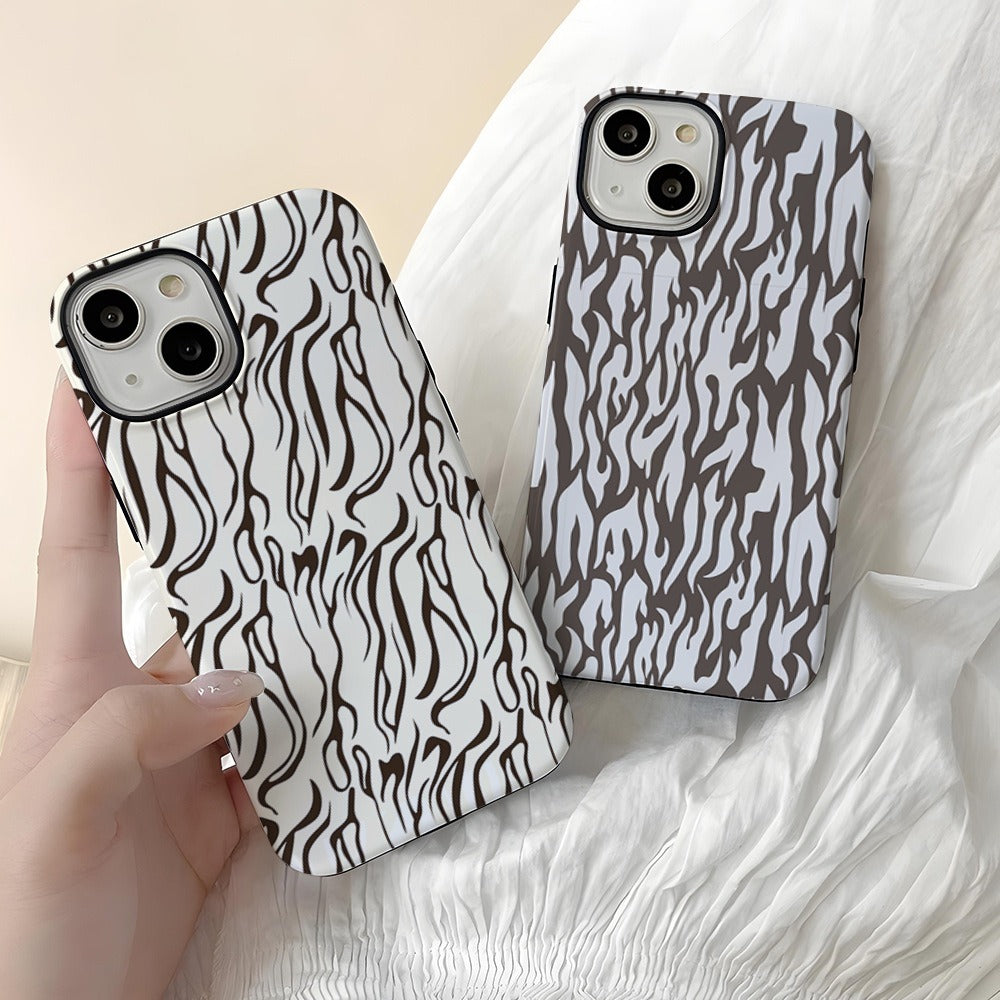 Étui pour téléphone portable Apple 15promax léopard blanc 2 en 1 coque Apple 14pro tendance 16pro