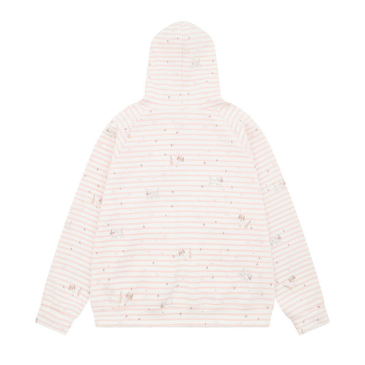 Striped Dog Print Hoodie