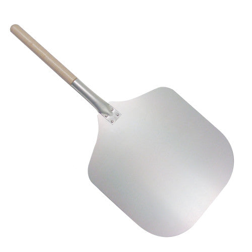 12" Aluminium Pizza Peel with Wooden Handle - Overall Length 30 Inches