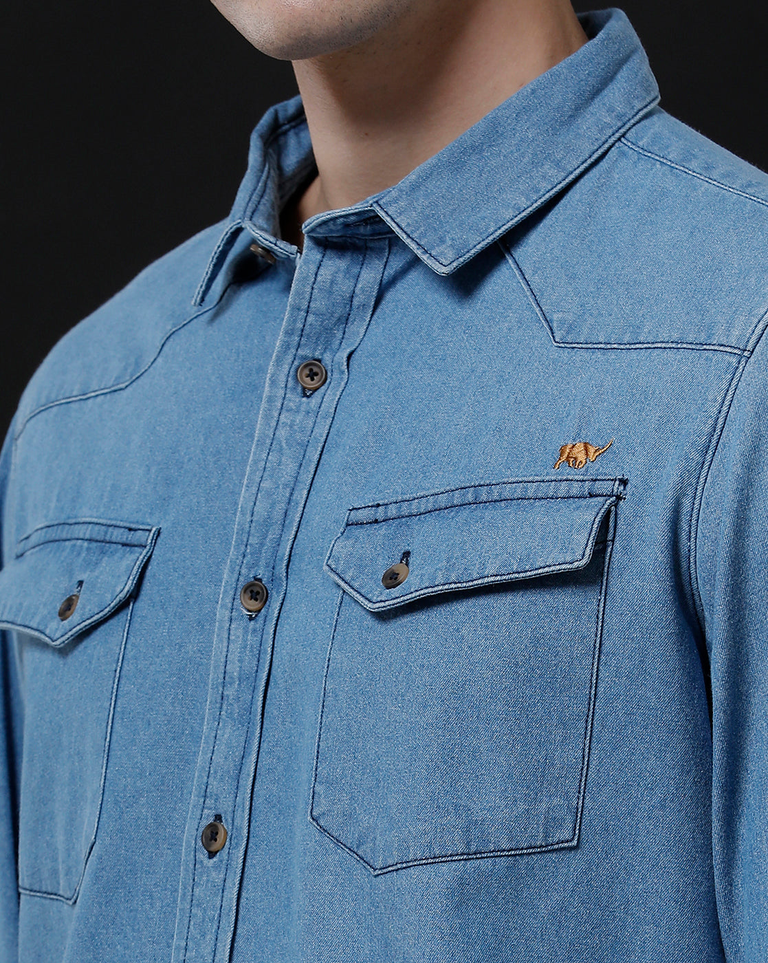 Chemise Décontractée en Jean Slim Unie Homme (ANSOL)